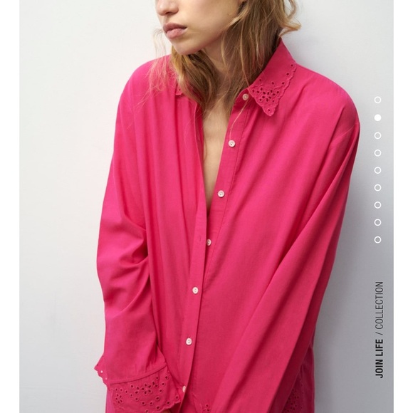 ZARA 2PIECES EMBROIDERED LONG SHIRT AND FULL LENGTH COTTON PANTS BUNDLE - Picture 2 of 11